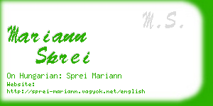 mariann sprei business card